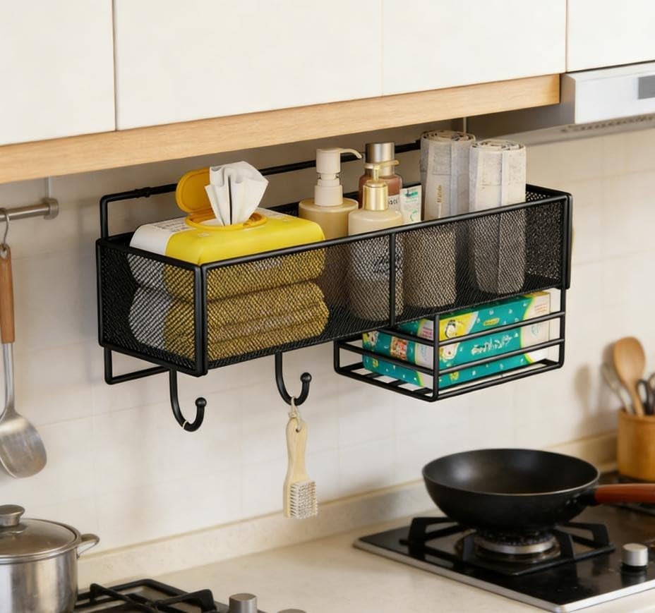 Étagère de rangement robuste en acier au carbone noir de taille L
