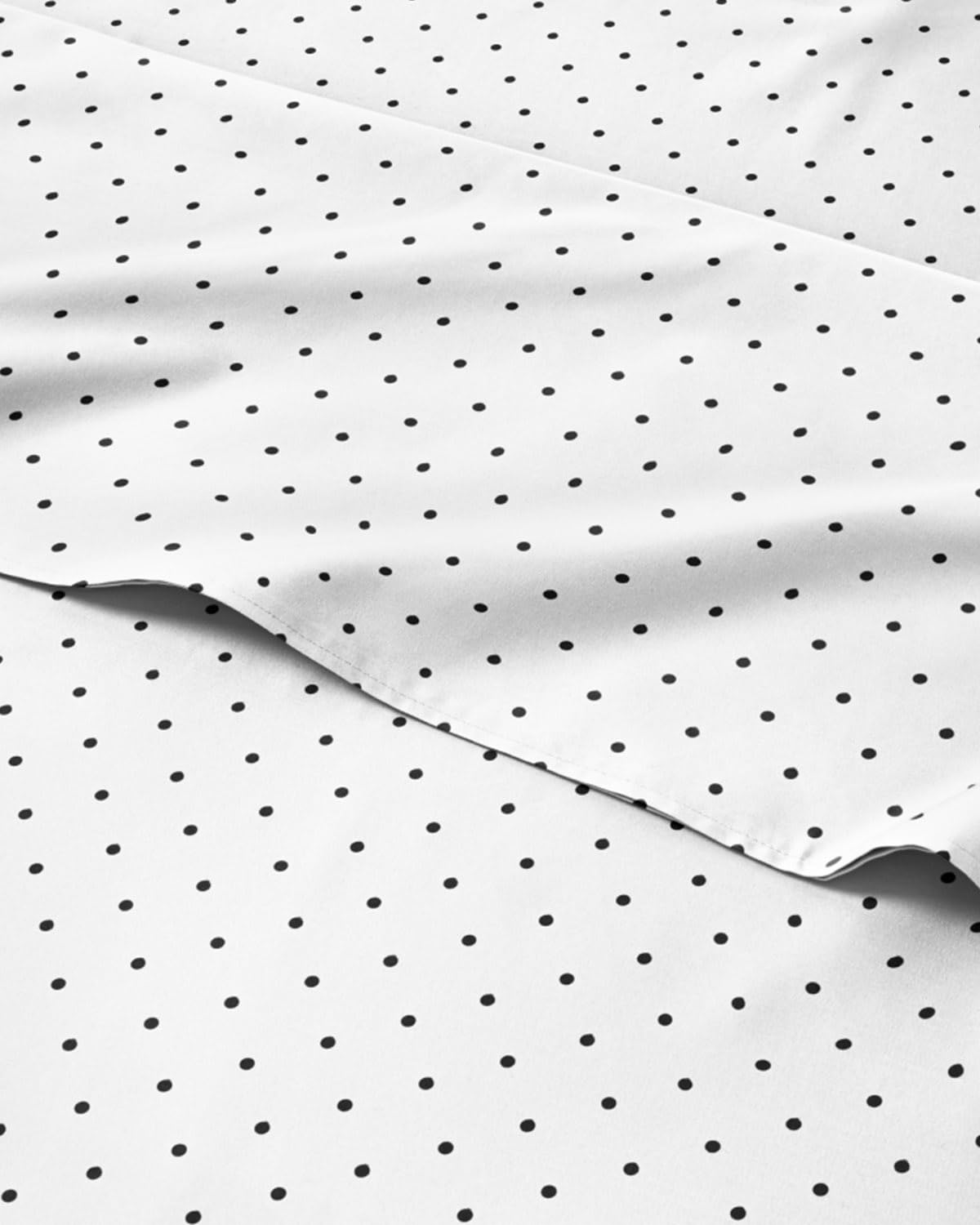 Blue Polka Dots Bed Sheet Set – 1 Flat & 1 Fitted Sheet & 1 Pillowcase w/ Deep Pockets – Polka Dot Bedding - Wrinkle & Fade Resistant - Soft,