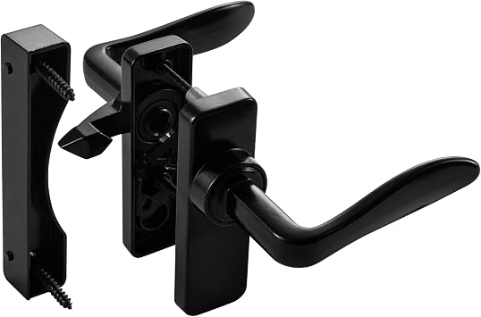 Ideal Security in-Swinging Storm Door Handle Set for Inward-Opening Storm & Screen Doors ONLY Surface Mount, Locking Inside Latch, Black