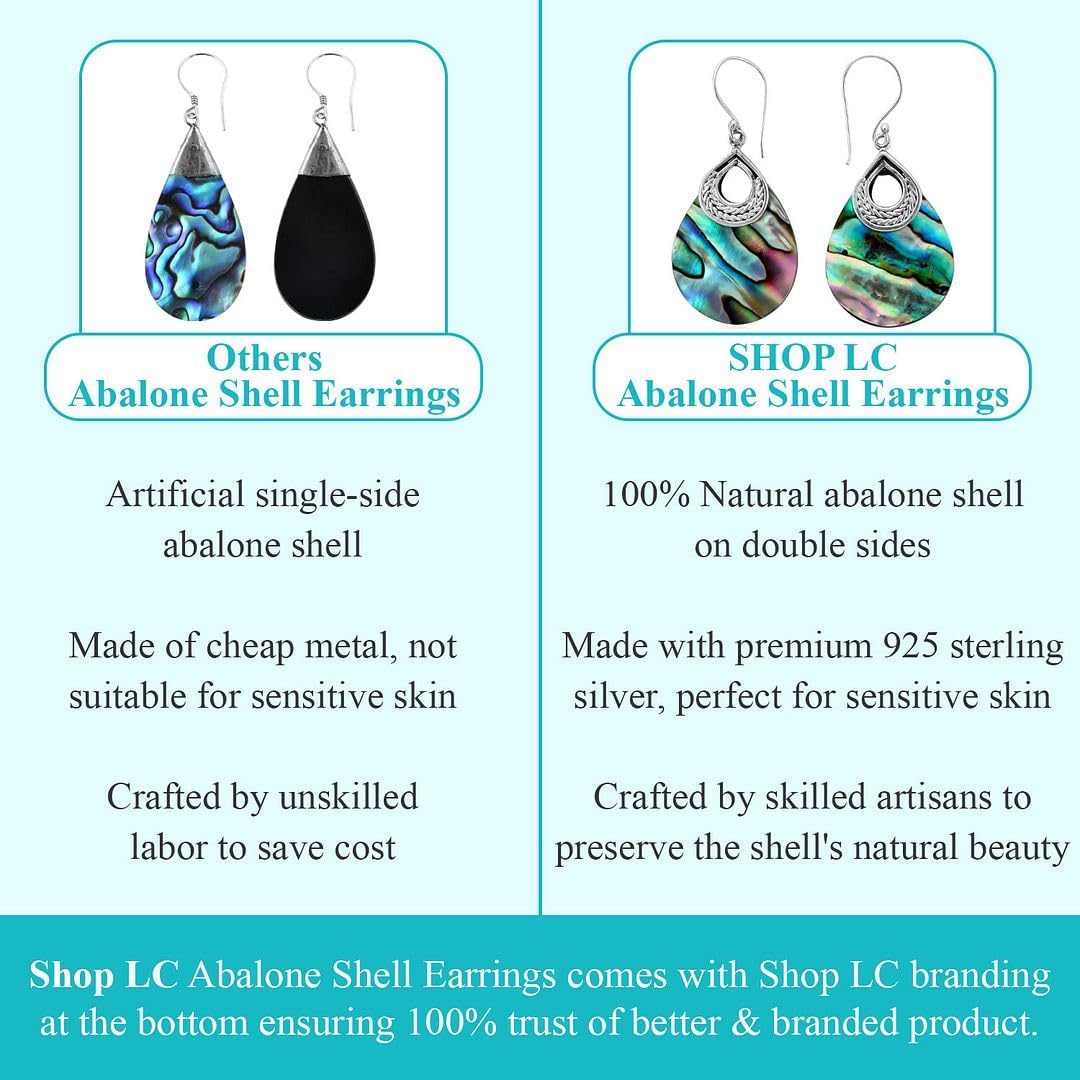 Abalone Shell 925 Sterling Silver Dangle Drop Earrings Jewelry Birthday Christmas Gifts for Women