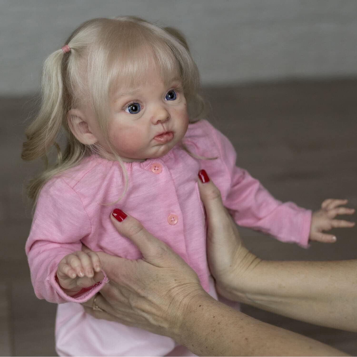 Meeler 24 Inch Reborn Baby Doll, Realistic Newborn Long Blonde Hair Lovely Girl Dolls with Soft Silicone Vinyl and Cloth Body Reborn Dolls That Look Real Toddler Sweet Kids Birthday Gift