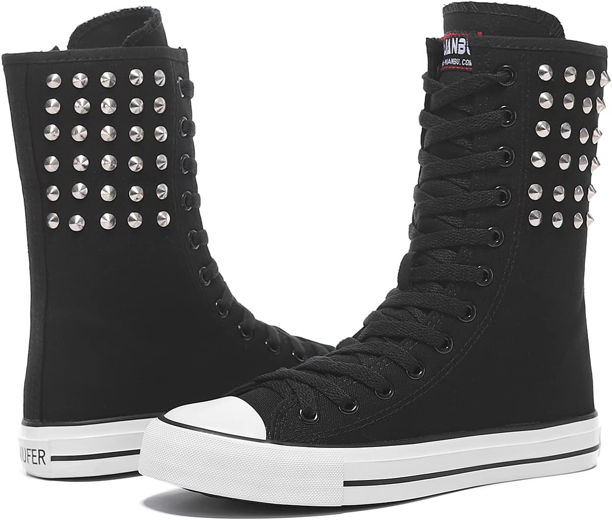 Womens High Top Canvas Sneakers Lace up Fashion Casual Shoes for Girls - Image 2