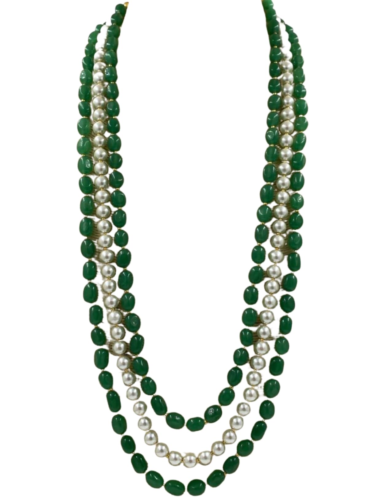 AAMRAPALI SILVER GEMS Beautiful Handcrafted Triple-Layered Pearl and Jade Beaded Necklace - 3 Line (B0CBN8PHQ6) Amazon Price History, Amazon Price Tracker