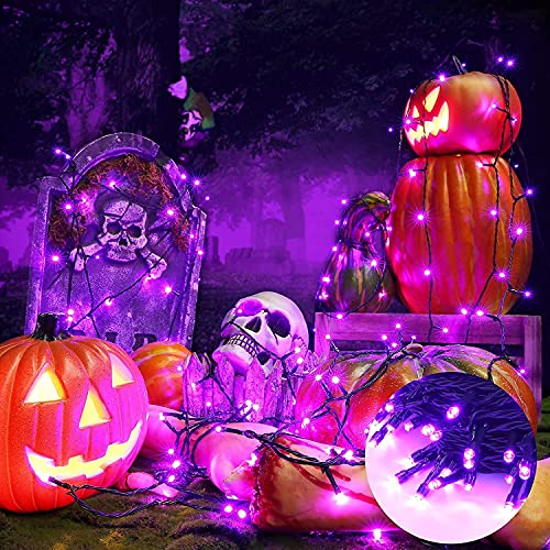 PhilzOps Halloween Catena Luminosa, 20M 200 LED Viola Stringa Luci Esterno 8 Modalità Impermeabile Natale Catena di Luci per Decorazioni Interno Festive Festa Nozze Giardino Balcony Finestra