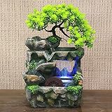 XUANIIIL Tabletop Rockery Water Fountain Indoor Relaxation Waterfall Bonsai Desktop Ornament with LE