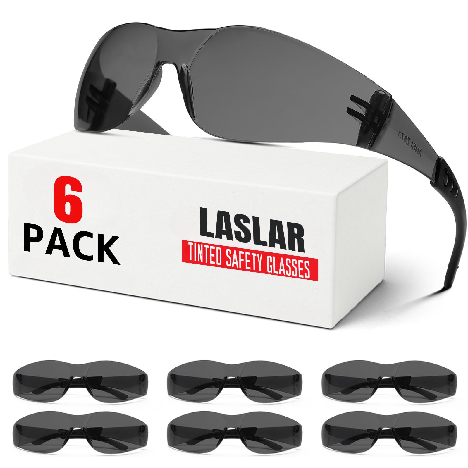 Tinted Safety Glasses for Work 6 Pack, Safety Googles for Men Women,Safety Sunglasses Scratch & Impact Resistant UV protection sunglasses for Construction, Outdoor Sports Gifts for Valentine's Day Men