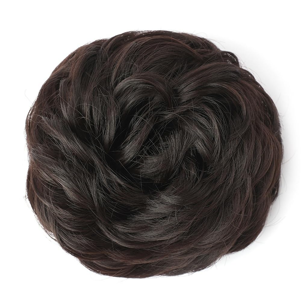 Hair Bun Messy Hair Bun Thick Updo Hairpieces Elastic Synthetic Wavy Curly Ponytail Hair Extensions Scrunchies(4A)