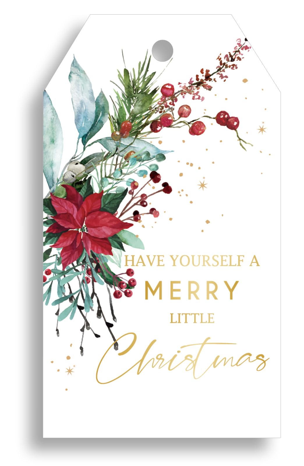 Whaline 100 Stück Weihnachtspapier-Geschenkanhänger mit Hanfseil, Weihnachtsstern, Papieranhänger, Goldfolie, Frohe Weihnachten, hängende Etiketten, vorgestanzt mit Löchern für Weihnachten, Winter,