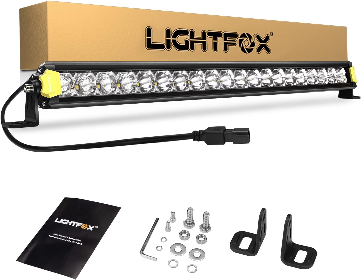 LIGHTFOX 20 Inch LED Light Bar Professional IP68 Waterproof Ultra