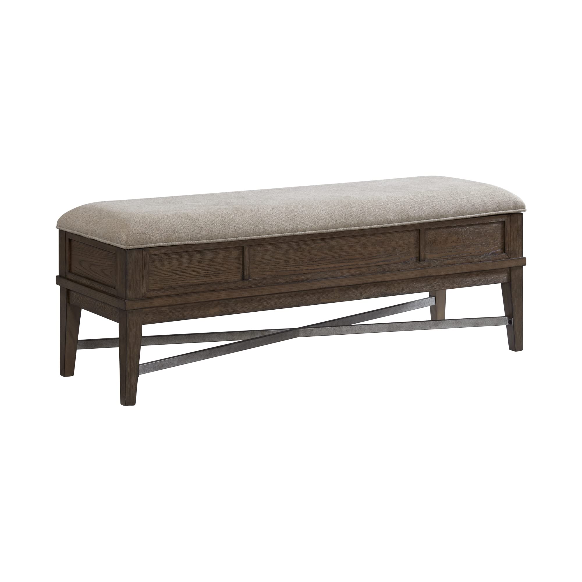 52"" Storage Bench W/ Cushion In Weathered Vintage Oak