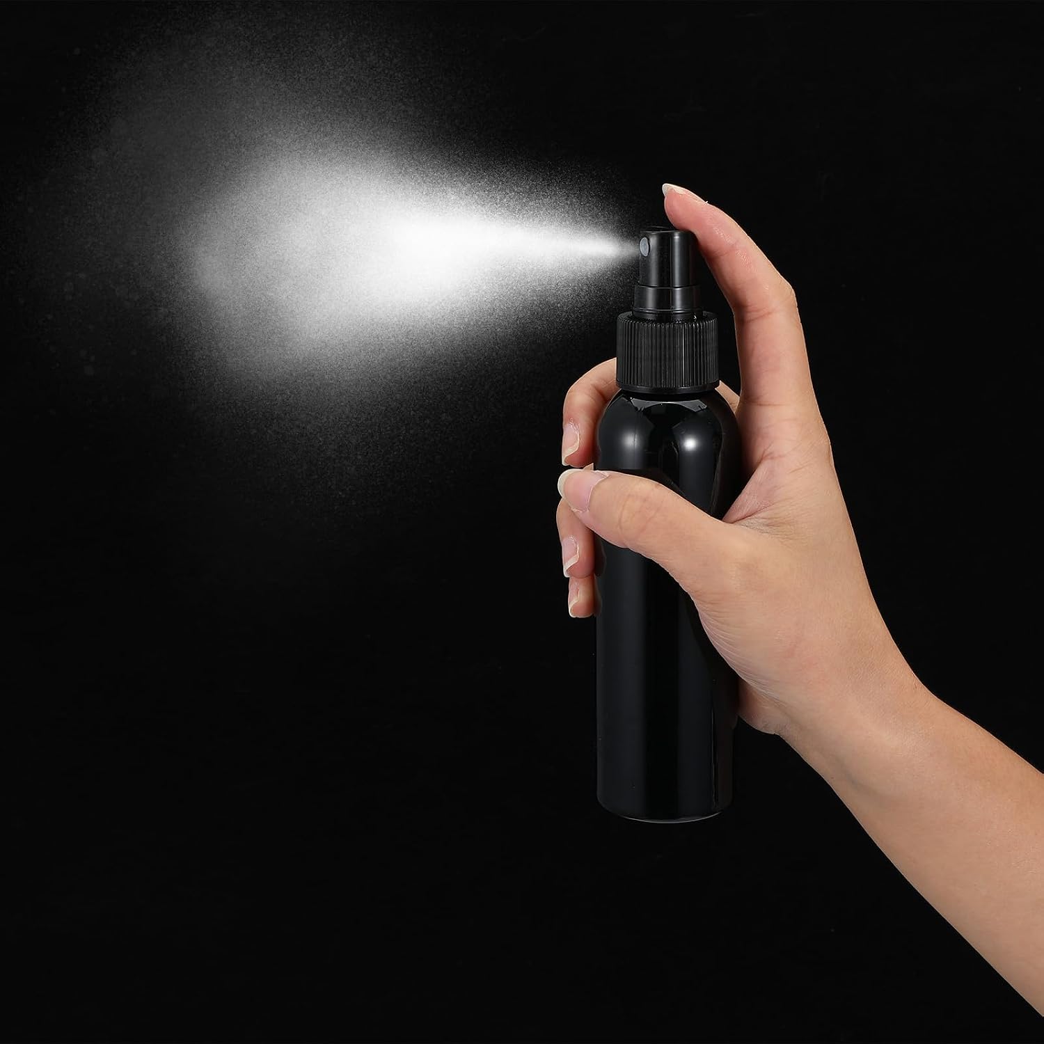 24 Pcs Small Spray Bottle, 4 oz Plastic Empty Mist Spray Bottles for Essential Oils, Fine Mist Sprayer Reusable Refillable Portable Travel Containers for Perfume Cleaning Samples (Black)