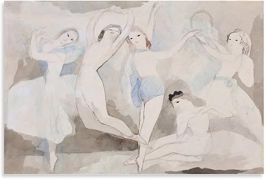 BAIKAI Marie Laurencin CINQ DANSEUSES Poster Hanging Picture Canvas Wall Art Poster Decorative Bedroom Modern Home Print Picture Artworks Posters 12x18inch30x45cm