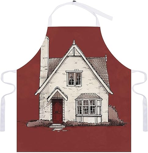 Miniatura 7 de MUSM Apron for Adults - 27.6 X 31.5 Inch, Heavy-Duty Polyester Aprons with Two Large Pockets, Waterproof White Line House Kitchen Apron for Cooking,