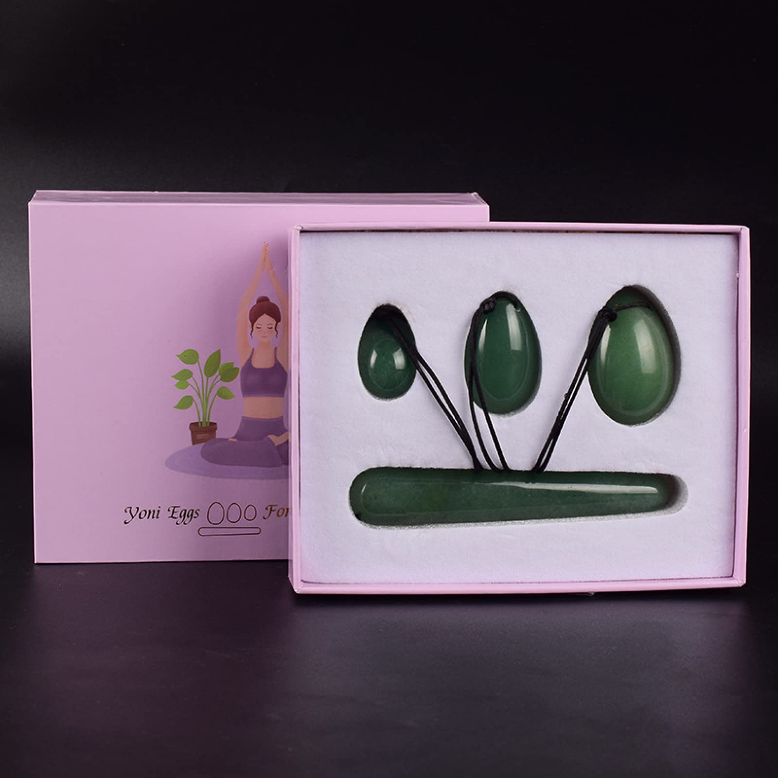 Dropshipping Yoni Huevo Bolas vaginales Aventurina Jade Ejercicios de huevo Estiramiento muscular vaginal Varita de masaje Kegel Piedra ejercitadora, huevo sin taladro con caja