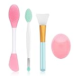 Silicone Face Scrubber, 1pcs Exfoliating Lip Brush, 1pcs Cleansing Brush,2pcs Face Mask Exfoliator Blackhead Skin Care Tool