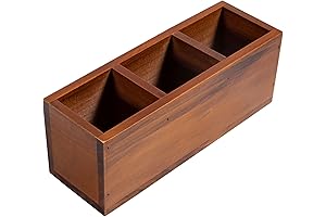 Wooden 3-Compartment Desk Organizer: A Rustic Touch to Enhance Your Workspace