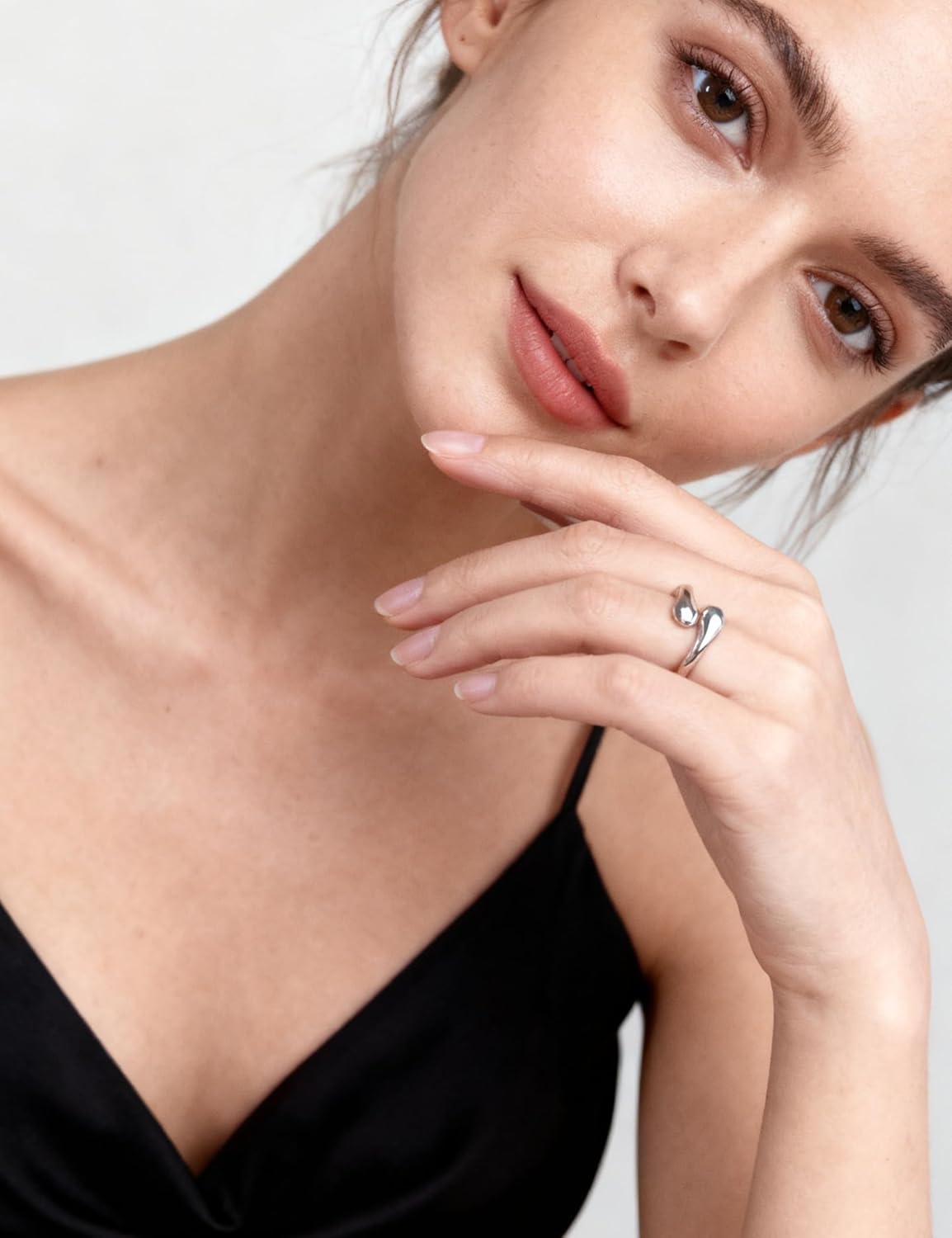 925 Sterling Silver Statement Rings for Women Open Adjustable Chunky Ring Size 7 - Image 3