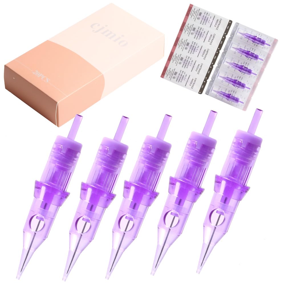 cjmio20pcs/box permanent makeup eyebrow lip tattoo cartridge needles round tip for tattoo machine (1RL 0.25MM)
