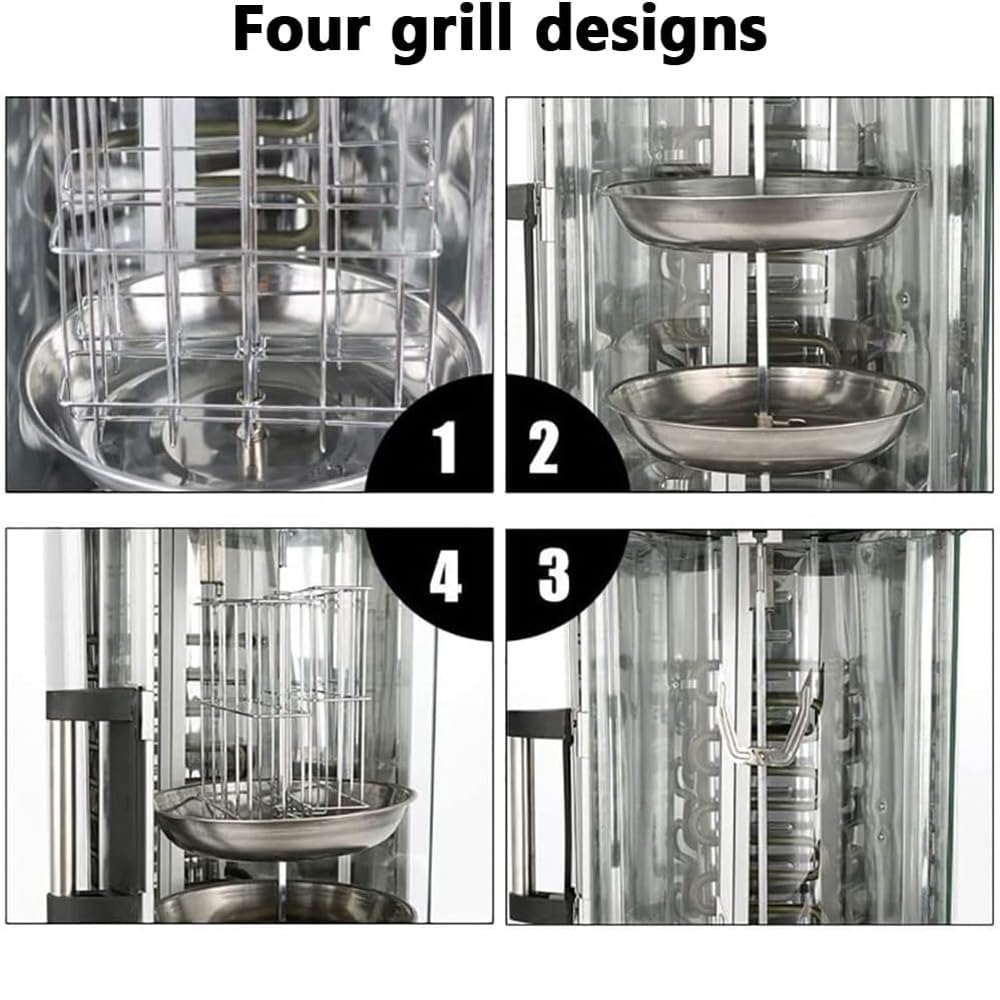 Rôtissoire Verticale Électrique, Rotatif à 360°, Machine à Viande Barbecue de 21 L Avec Quatre Types de Grilles, Pour Brochettes, Patates Douces et Dinde