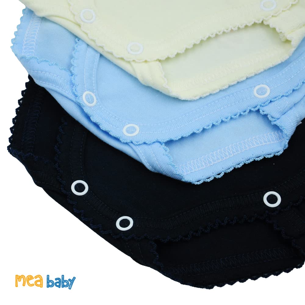 MEA BABY body de bebé unisex cruzado de manga larga 100% algodón, juego de 5, con estampado para niñas y niños (62, niño3)