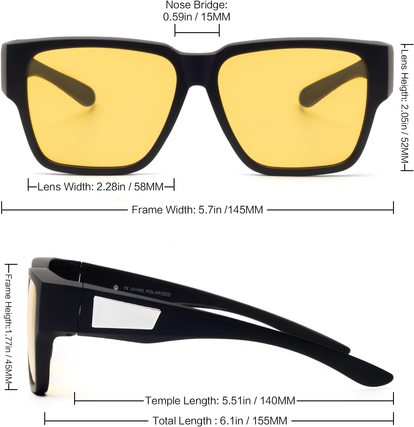 Face Shadow Fit Over Glasses for Night Driving Anti Glare HD Night Vision Glasses Polarized Sunglasses for Men Women - Image 7