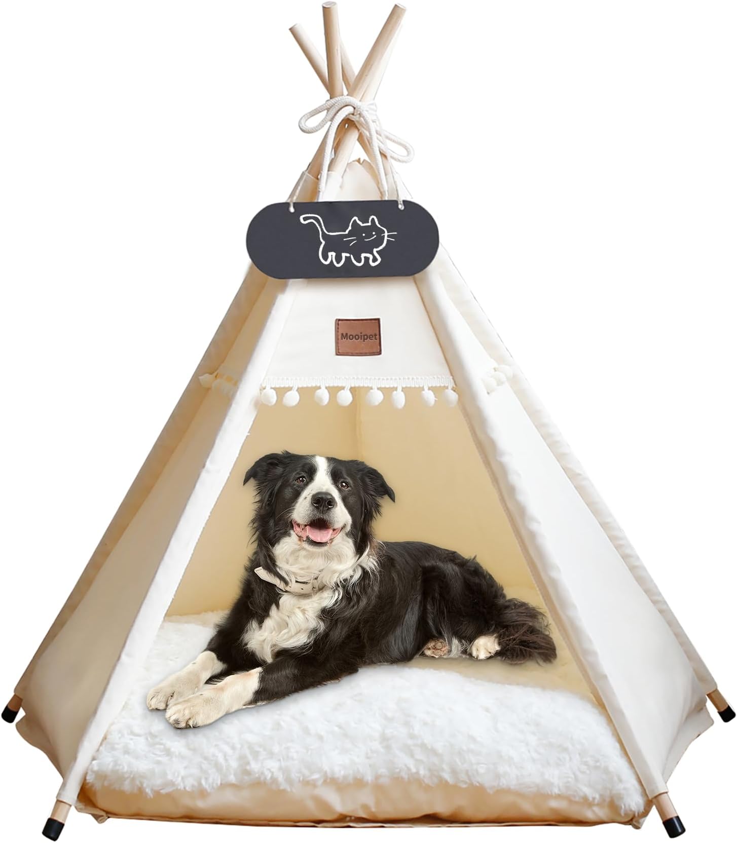 Teepee Tent for Pets with Double-Sided Cushion, Pet Tent for Dogs/Cats, Pet House, Removable and Washable, Dog House for Guinea Pigs, Rabbits, Hamsters, Kittens, 60 x 60 x 70 cm