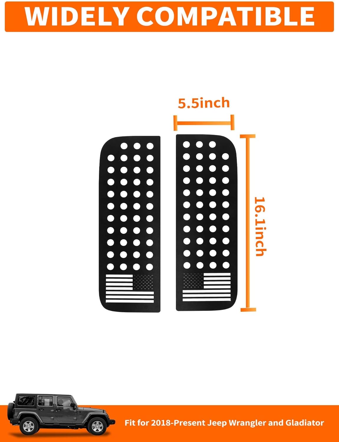 Savadicar American Flag Rear Window Decorative Trim Cover for Jeep Wrangler JL JLU 4xe & Gladiator JT 2018-Present – Stylish Exterior Decoration, Quick Upgrade Accessory