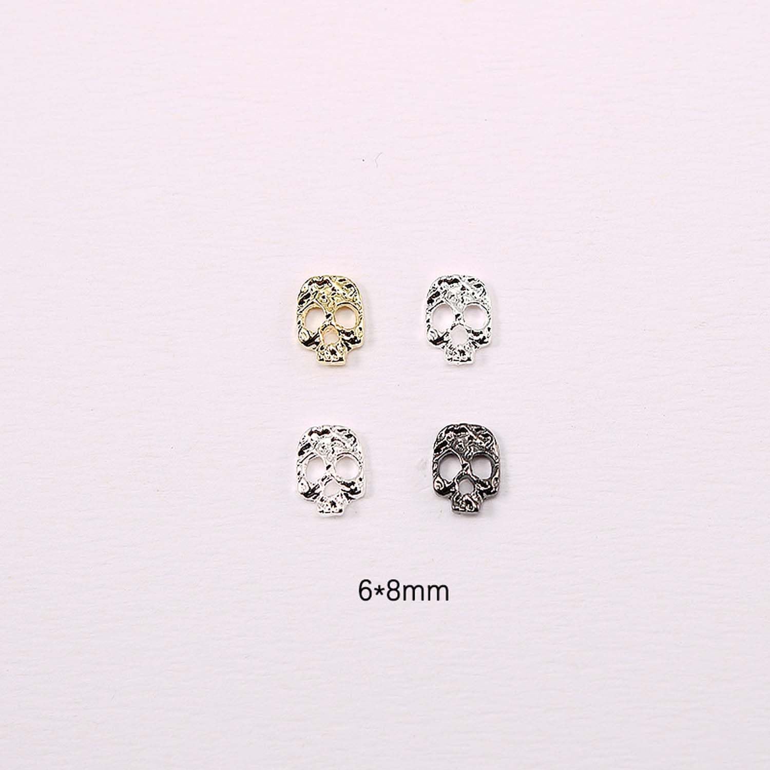 20pcs Silver Skull Nail Rhinestone Halloween Skeleton Head Nail Accessories Retro Metal Alloy Dark Style Nail Art Charms Halloween 3D Skull Face Designs Nail Jewelry for Halloween Nail Decor
