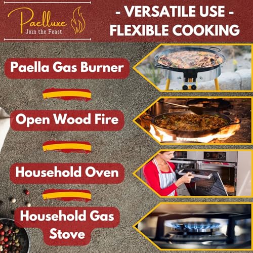 image for Paelluxe 13 Inch Paella Pan 5 Servings - Enamelled No Rust Easy to Cle