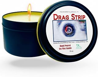 Drag Strip Smoke Soy Wax Candle | Hand Poured | Gift for Him | Gift for Her | Gift Box | 8 oz Tin