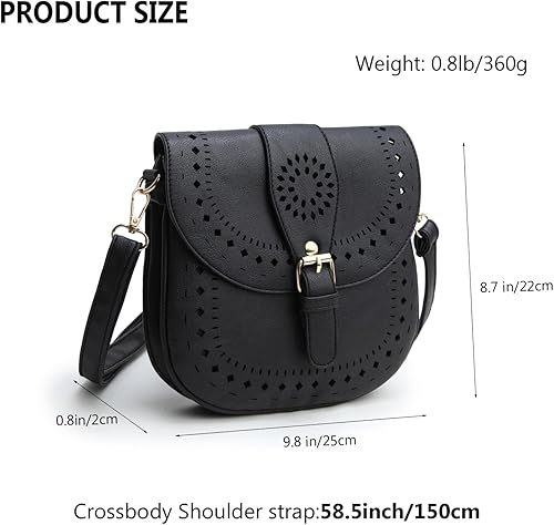 Vista 3 de forestfish Bolso bandolera de cuero PU para mujer, bolso hueco vintage