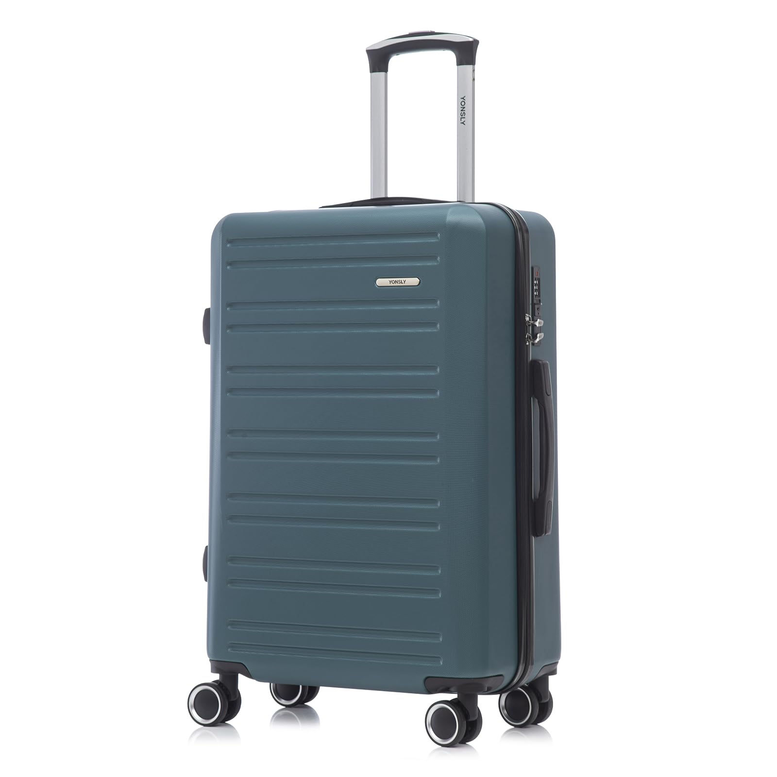 yonsly Koffer Suitcase, Trolley Reisekoffer, Rollkoffer Handgepäck mit 4 Rollen 360°, ABS Hartschalen, Sicherheitsschloss, Weicher Gummigriff, 210D-Futter