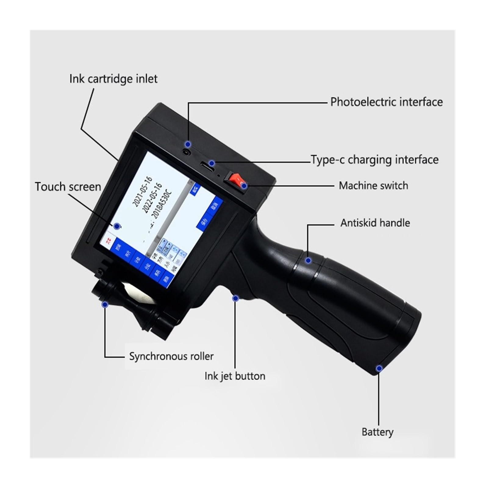 Stampante a getto d'inchiostro portatile, Stampante a getto d'inchiostro intelligente da 12,7 mm a termica portatile di piccole dimensioni(Inkjet Printer)
