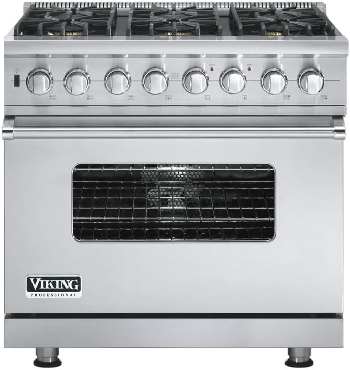 Viking VDSC5366BSS: 36" Custom Sealed Burner Dual Fuel Range, Natural Gas, No Brass Accent