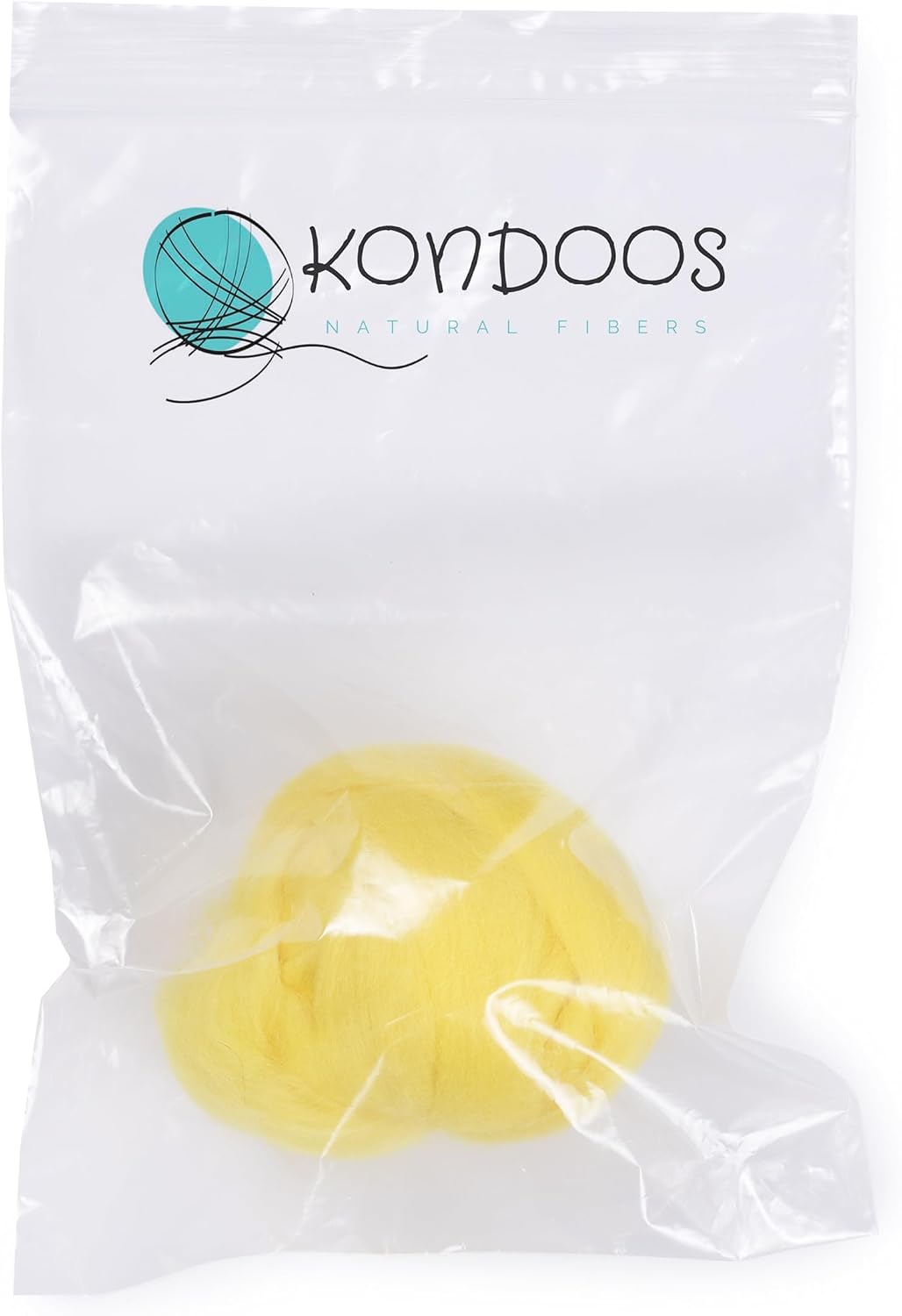 Kondoos Natural Wool roving, 2 OZ. Best Wool for Needle Felting and Wet Felting, handcrafts and DIY Spinning Projects, Wool Felting Supplies. Dyed Colors. (Lemon Yellow, 2 oz) image 2