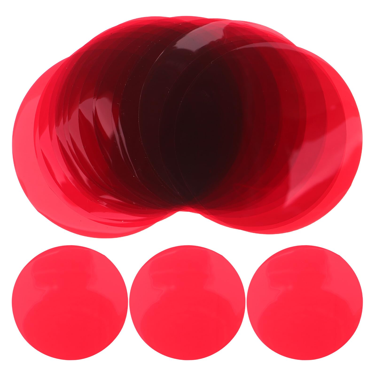 SHINEOFI Lot de 20 Autocollants Film Coloré Translucide Rouge 50 MM Filtres à Gel Ronds pour Éclairage LED Diffuseur Chaud pour Lampes et Projecteurs D’Ambiance Maison et Studio