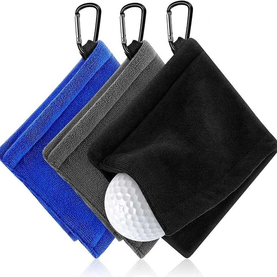 Toallas De Golf De 4 Piezas, Absorbentes De Microfibra, Tamaño Mini Portátil, con Mosquetón, Aptas para Bolsas De Golf, Fitness, Deportes.