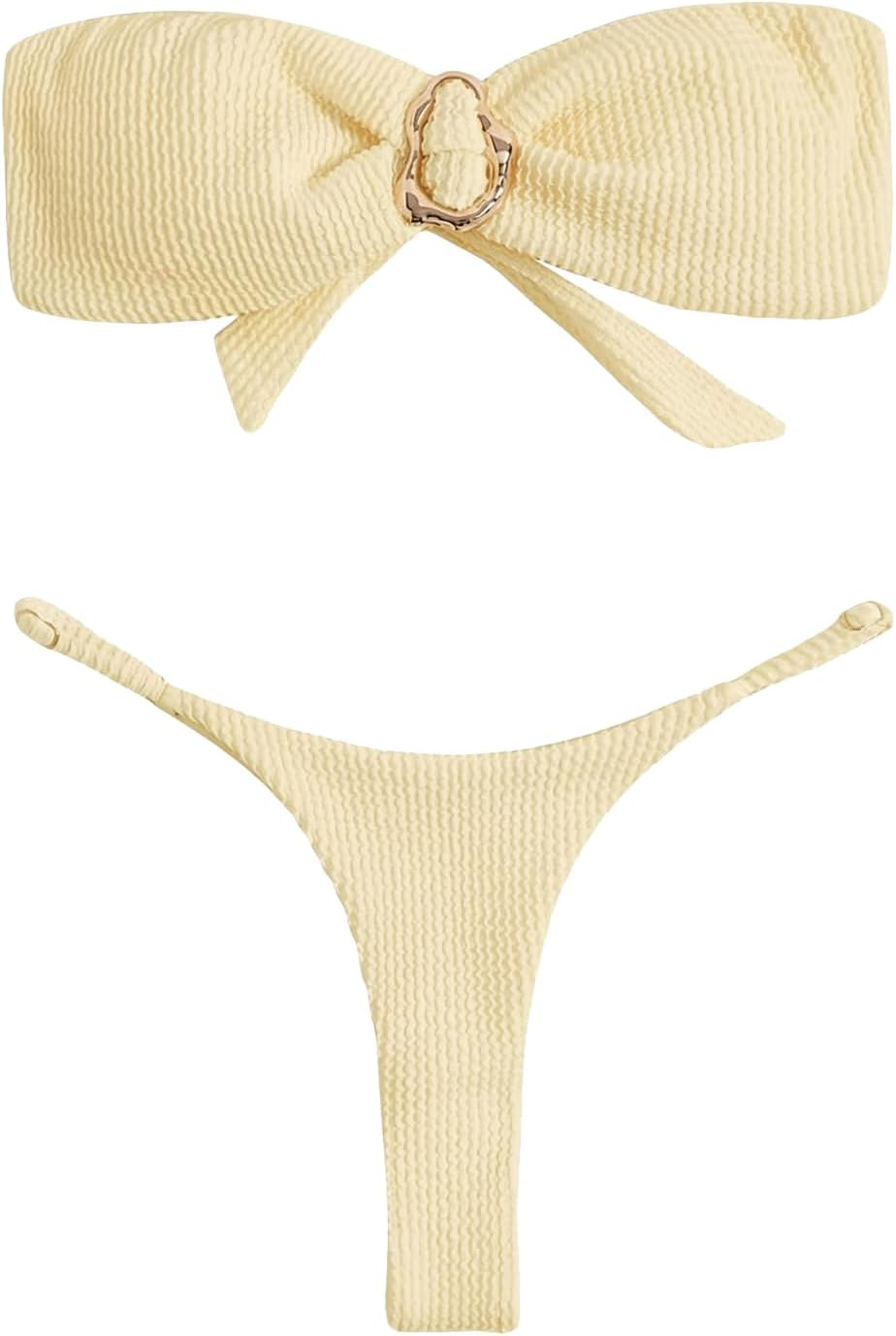 SHENHE Women's Strapless Brazilian Thong Bikini Set Metal Ring 2 Piece Bandeau Tube Swimsuits