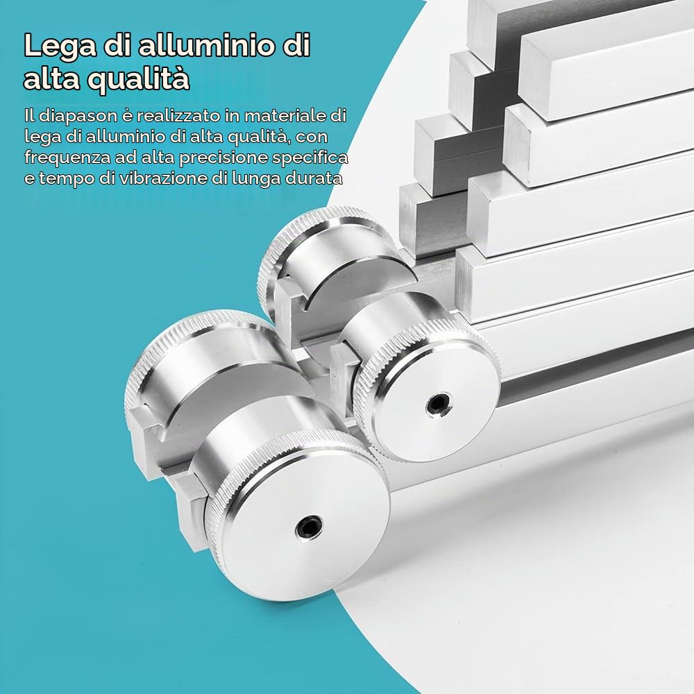Diapason Neurologico,Set di 6 diapason (128 Hz, 256 Hz, 512 Hz,1024 Hz,2048 Hz, 4096 Hz), diapason ideale per la guarigione dei chakra, la guarigione del suono e l'antistress.