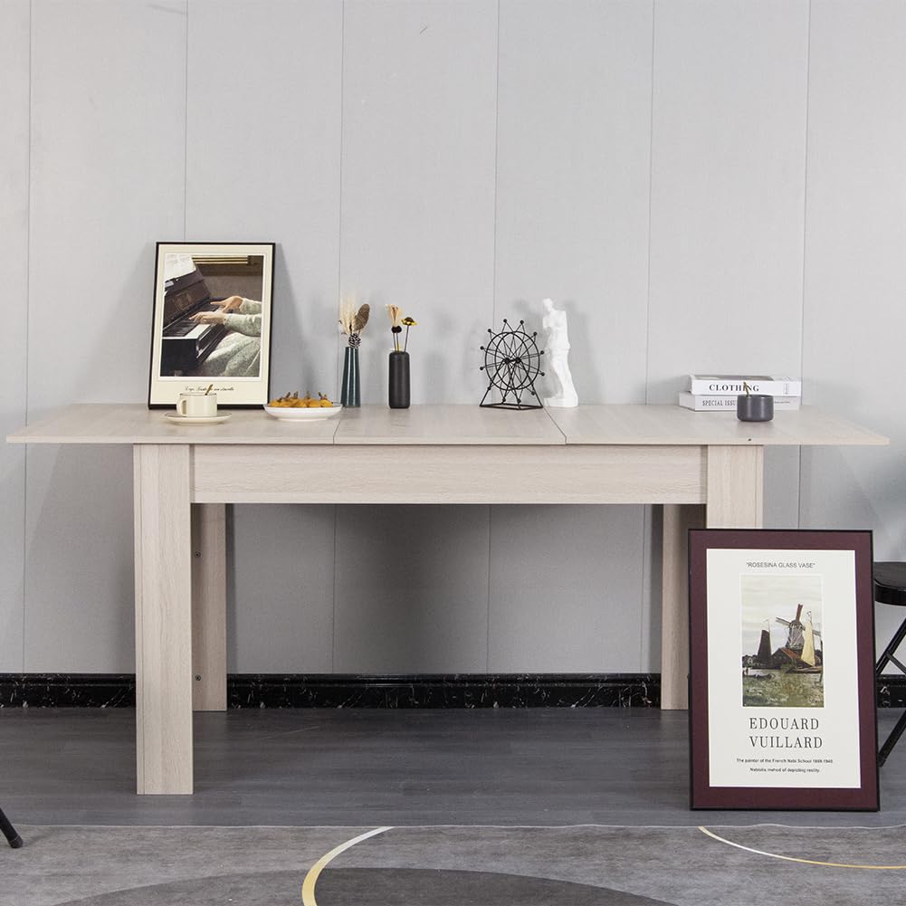 Shally Dogan Tavolo Estensibile da Cucina Sala da Pranzo Richiudibile, Salvaspazio 90 x 140 fino a 190 cm con 1 Pannello 50 cm, Allungabile con Apertura Semplice, Design Moderno (Olmo)
