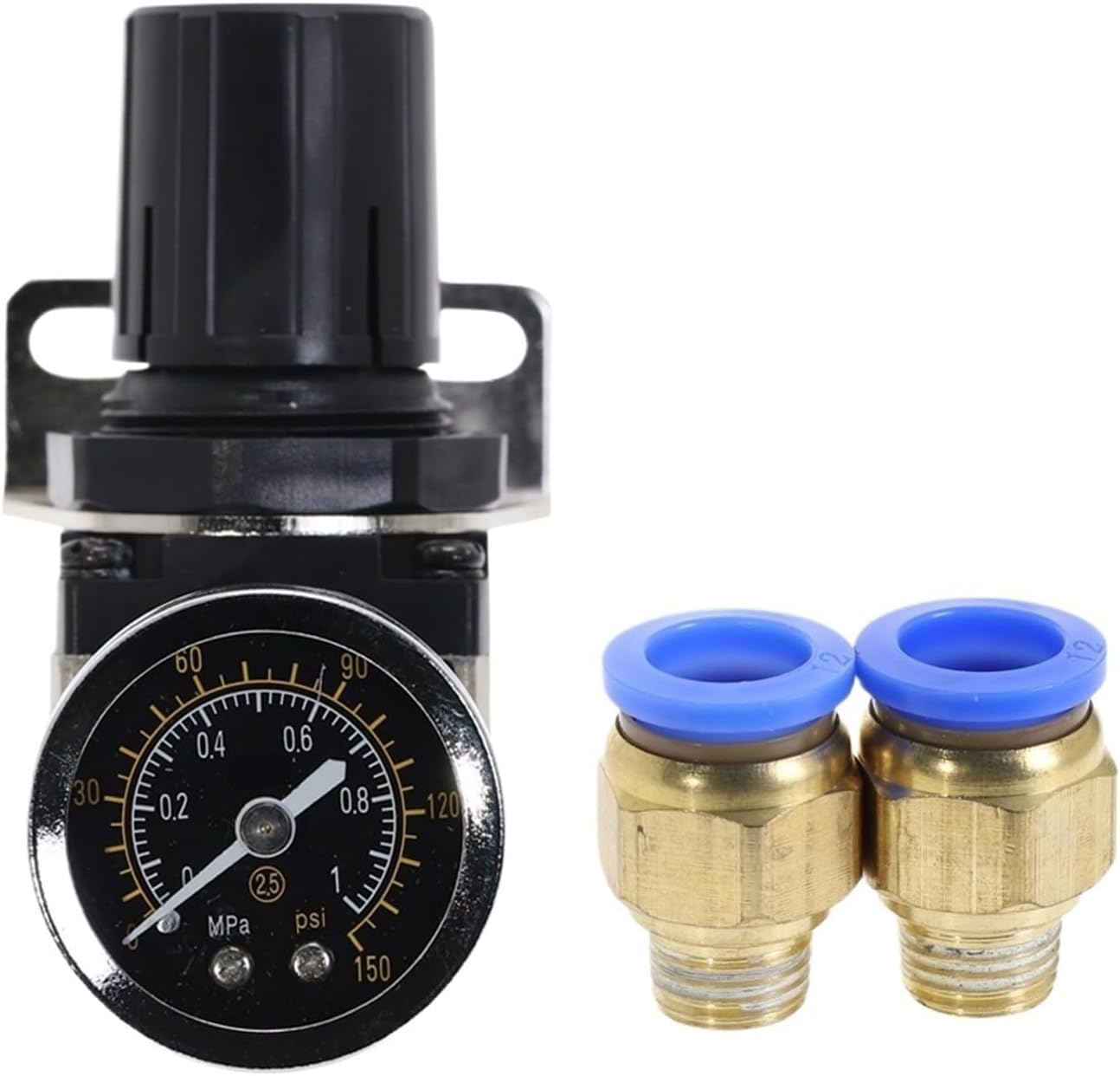 Crcrc One Color Ar2000-02 G1/4'' Pneumatic Pressure Regulator With Pressure Gauge, Adjustable Regulating Valve For Compressors 1Pc(Ar2000-02 Pc12-02)