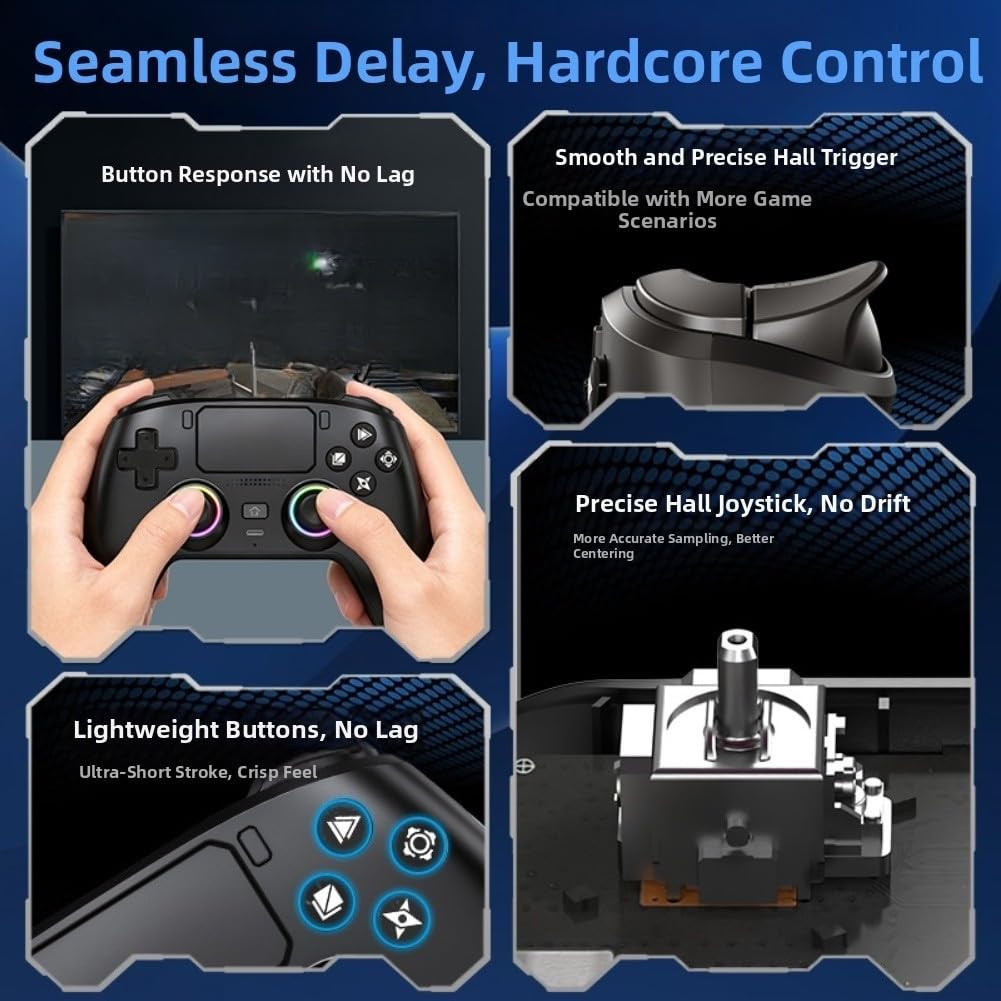 RiseNova Sześcioosiowy bezprzewodowy gamepad do PS5/PS4 (czarny)