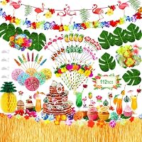 NXPZ 112 Pcs Hawaiano Luau Falda de Mesa Set de Decoración,