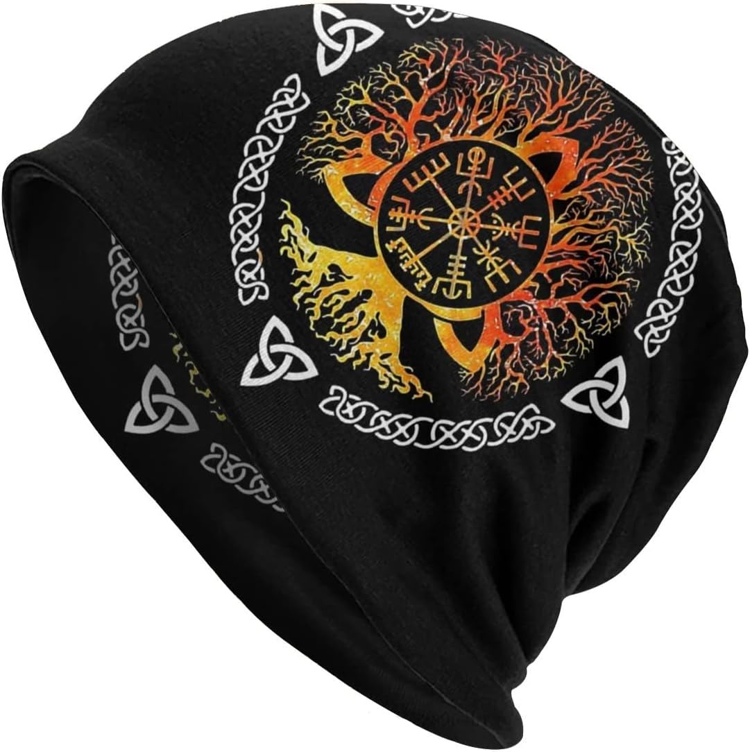 Nordic Skullies Beanie Hat for Men, 3D Printed Viking Street Knit Cap Fashion Hip Hop Hat