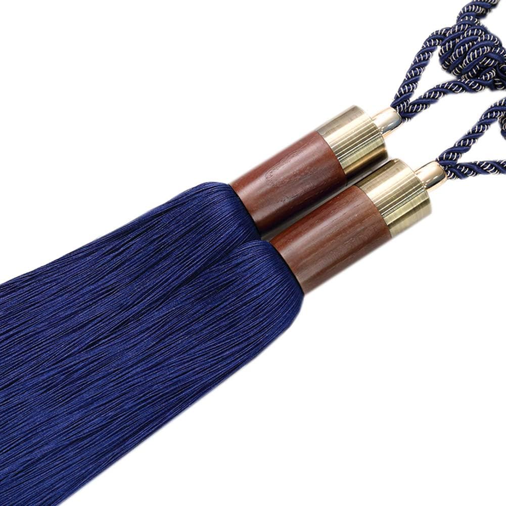 Set of 2 Curtain Tassel Tiebacks Curtain Buckle Curtains Tieback Rope Tassel Holdbacks Beaded Tassels Curtain Tiebacks for Home Drapery Window Door Decorations (Beige)