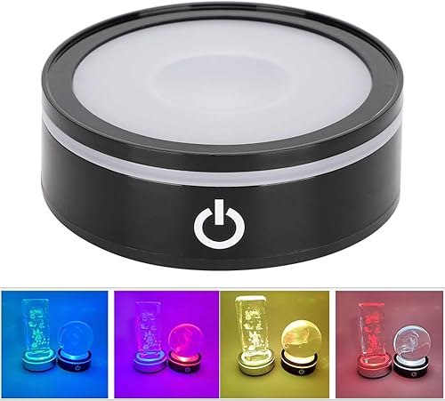 Miniatura 6 de Chazcool Base LED, base de pantalla de luz, soporte LED de vidrio fotográfico 3D, funciona con pilas USB (cóncavo)