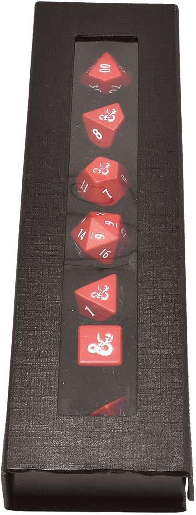 Heavy Metal Red and White RPG Dice Set for Dungeons & Dragons