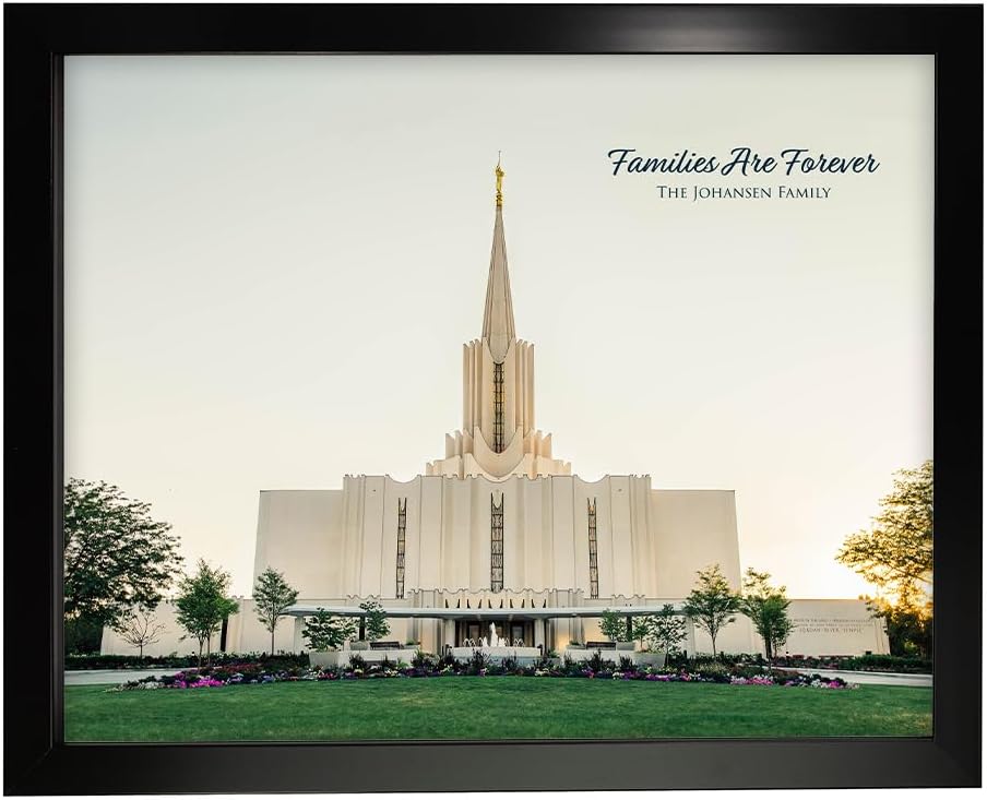 Jordan River Golden Light Photograph LDS Temple Art And Decor For Home And Family (Black Frame, 11x14)