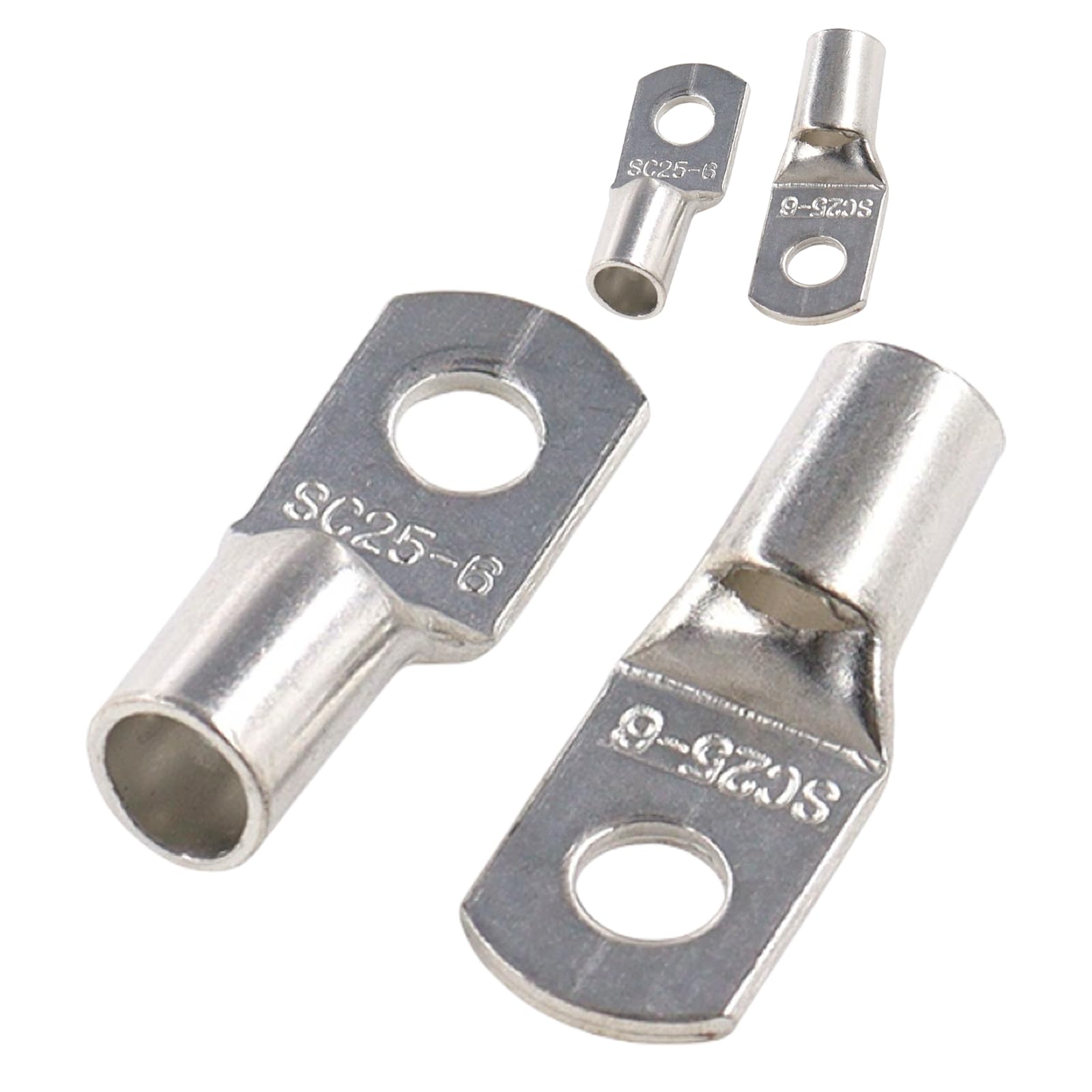 Joyelec Sc25-6 21Pcs Tinned Copper 25.0Mm² Cable Lugs M6 Battery Sc Ring Crimp Terminals Connectors For Electric, Auto, Boat, Car,Battery Cable Ends Lugs, Bolt Hole Crimp Terminals Connector