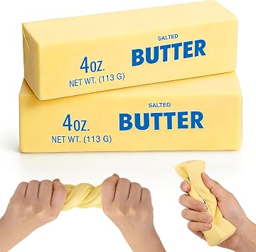 2Pcs Butter Squishy, Cheese Squishy Fidget Toys, Butter Stick Squishies Stress Balls for Adults Kids ADHD, Sensory Stress Relief Squeeze Toy for Home Office Desk Decor